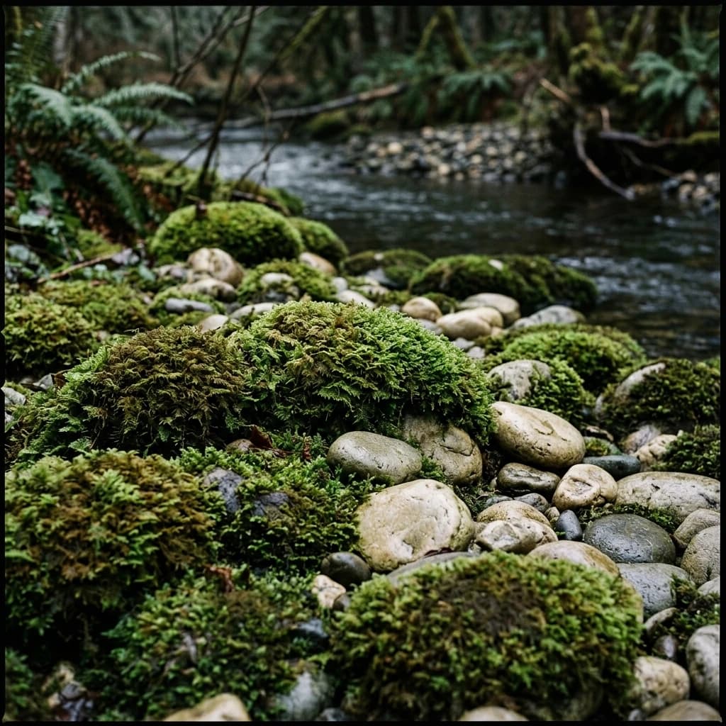 Macro detail of living green cushion moss.